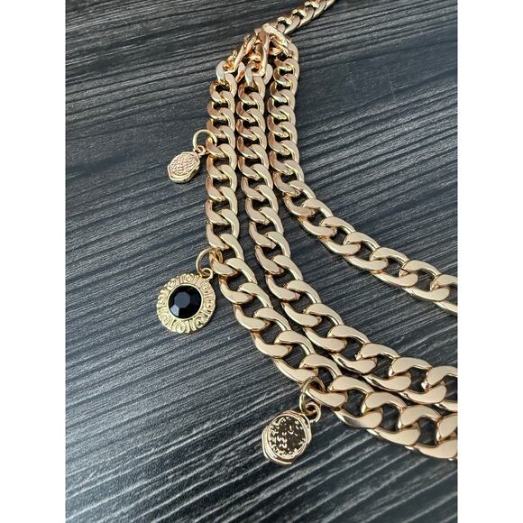 NWT Vince Camuto Chained Triple Belt with Gems and Coins Tassels Sz. L/XL - Picture 5 of 5